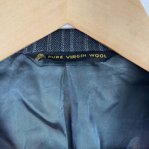 VTG Hart Schaffner Marx Blazer Mens 46S Black Gray Pinstripe 3 Button Sport Coat - Picture 11 of 12